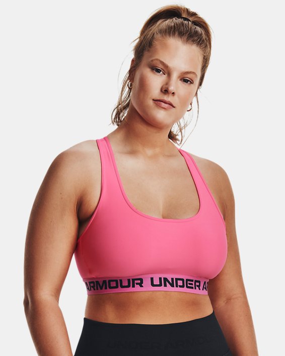 Bra deportivo Armour® Mid Crossback para mujer, Pink, pdpMainDesktop image number 4